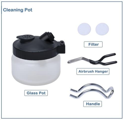 Airbrush Matte Glass Cleaning Pot Kit With Holder - Thumbnail 3
