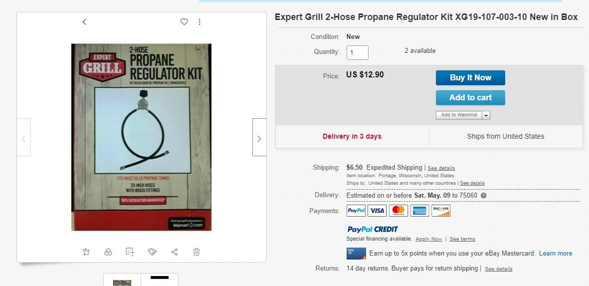 Expert Grill 2-hose Propane Regulator Kit NEW - Thumbnail 3
