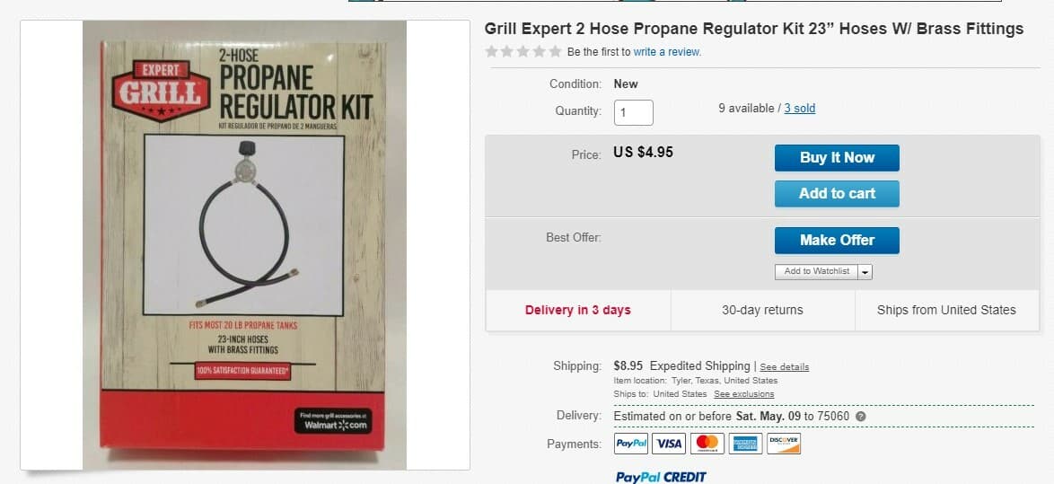 Expert Grill 2-hose Propane Regulator Kit NEW - Thumbnail 2