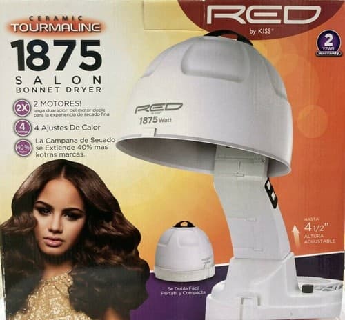 KISS Salon Professional Bonnet Ceramic Portable Hair Dryer, 1875 Watts, White - Image 1