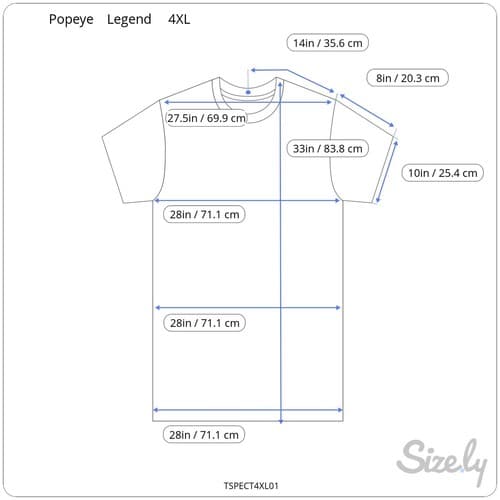Men’s Graphic Tee “Legend” Popeye T-Shirt Blue (Size 4XL) - Thumbnail 3