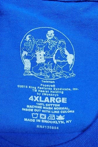 Men’s Graphic Tee “Legend” Popeye T-Shirt Blue (Size 4XL) - Thumbnail 4