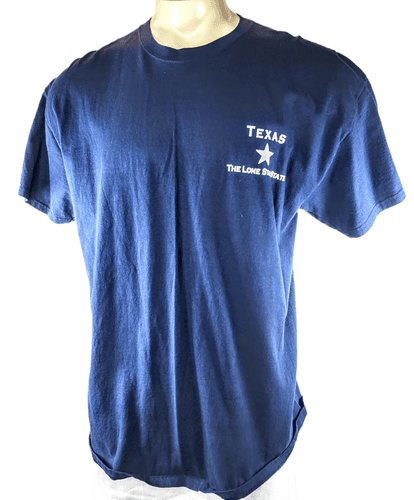Texas Lone Star State Davy Crockett Quote T-Shirt – XL Navy Blue - Image 1