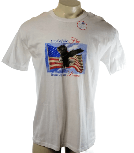 Land of the Free, Home of the Brave USA Flag Independence Day T-Shirt (Size L ) - Image 1