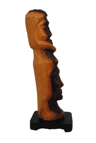 Vintage Primitive Tribal Style Hand Carved Wooden Double Face Sculpture Art Bust - Thumbnail 3