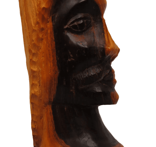 Vintage Primitive Tribal Style Hand Carved Wooden Double Face Sculpture Art Bust - Thumbnail 9