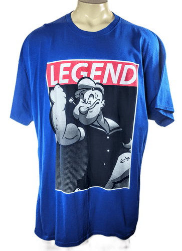 Men’s Graphic Tee “Legend” Popeye T-Shirt Blue (Size 4XL) - Image 1