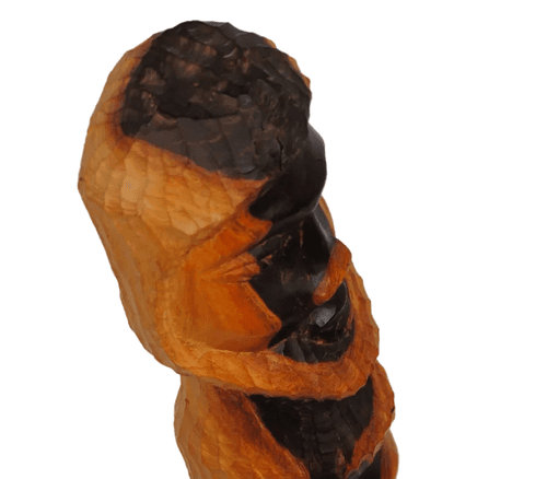 Vintage Primitive Tribal Style Hand Carved Wooden Double Face Sculpture Art Bust - Thumbnail 8