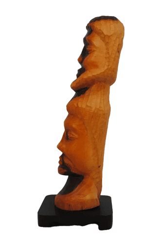 Vintage Primitive Tribal Style Hand Carved Wooden Double Face Sculpture Art Bust - Thumbnail 5