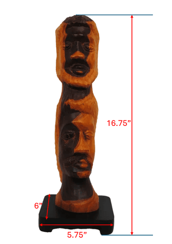 Vintage Primitive Tribal Style Hand Carved Wooden Double Face Sculpture Art Bust - Thumbnail 7
