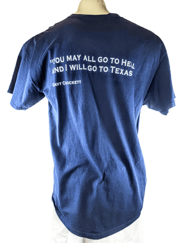 Texas Lone Star State Davy Crockett Quote T-Shirt – XL Navy Blue - Thumbnail 2