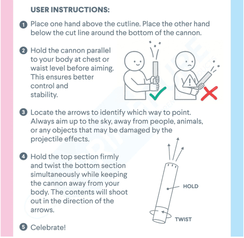 PrimePure Gender Reveal Confetti Cannon filled with Blue Heart Confetti - Thumbnail 3