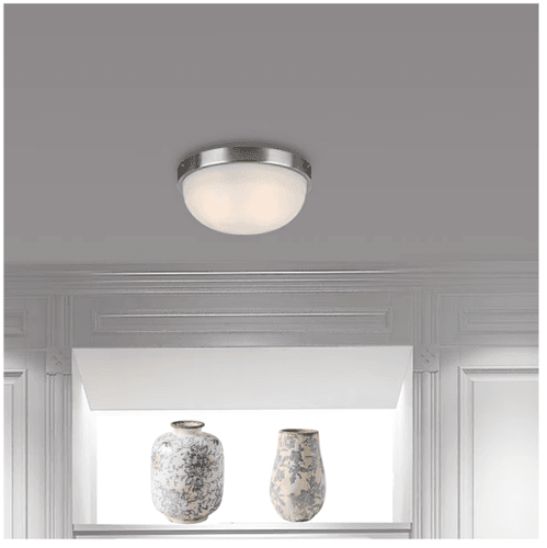 Allen Roth 13.5 inch Brushed Nickel Flush Mount Ceiling Light Pack of 2 NEW - Thumbnail 6