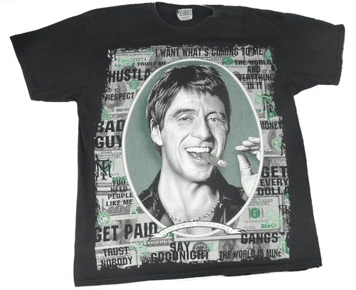Scarface Tony Montana Graphic Black T-Shirt – Trust Nobody (Size 2XL) - Image 1