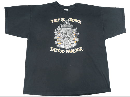 Skull Art by Triple Crown Tattoo Parlour T-Shirt in Black (Size 2XL) - Image 1