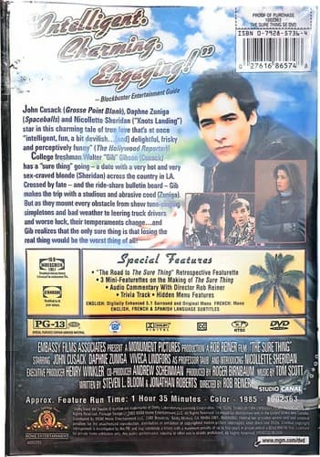 The Sure Thing (DVD, 2003, Special Edition) NEW FACTORY SEALED FREE SHIPPING - Thumbnail 2