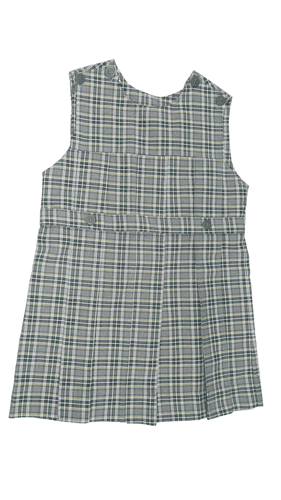 Royal Park Girls Classic Plaid School Uniform Jumper – Gray & Green (Size 7.5) - Image 1