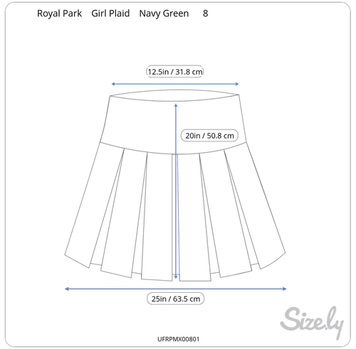 Royal Park Girls School Uniform Plaid Pleated Navy Green Skirt (Size 8) NWT - Thumbnail 5