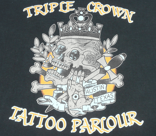 Skull Art by Triple Crown Tattoo Parlour T-Shirt in Black (Size 2XL) - Thumbnail 3