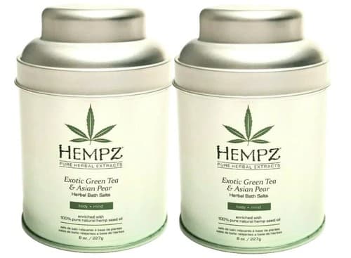 HEMPZ Pure Herbal Extracts Exotic Green Tea & Asian Pear Bath Salt 8oz Pack of 2 - Image 1