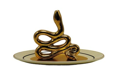 DECONATION Golden Ceramic Snake Incense Holder for Sticks - Image 1