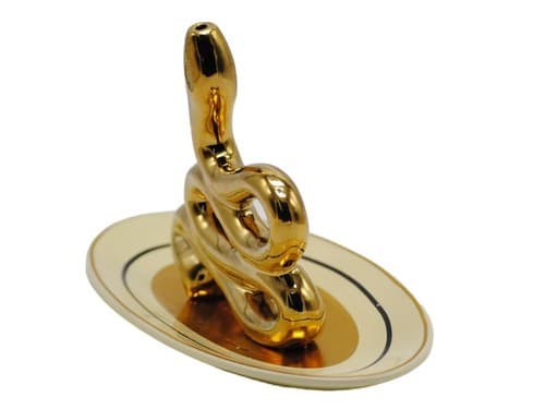 DECONATION Golden Ceramic Snake Incense Holder for Sticks - Thumbnail 3