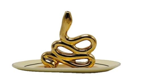 DECONATION Golden Ceramic Snake Incense Holder for Sticks - Thumbnail 2