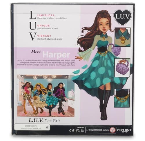 Harper LUV Fashion Doll 10" Vintage Doll with Bendable Arms & Legs, Brown Hair - Thumbnail 3