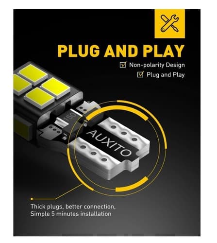 AUXITO 194 LED Bulbs 6000K White 168 2825 (2 packs) - Thumbnail 4