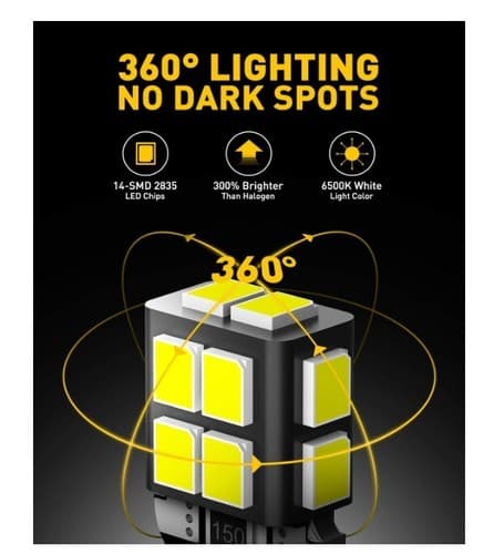AUXITO 194 LED Bulbs 6000K White 168 2825 (2 packs) - Thumbnail 3