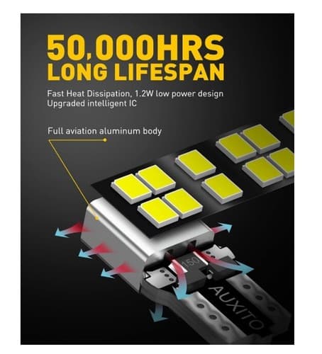 AUXITO 194 LED Bulbs 6000K White 168 2825 (2 packs) - Thumbnail 6