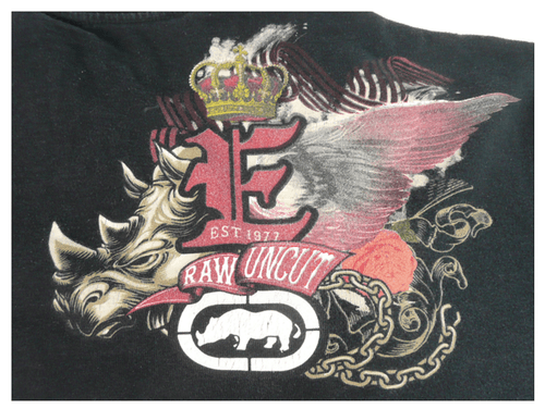 Ecko Unlimited Raw Uncut Skull Graphic T-Shirt Black Mens Streetwear (Size 3XL) - Thumbnail 4