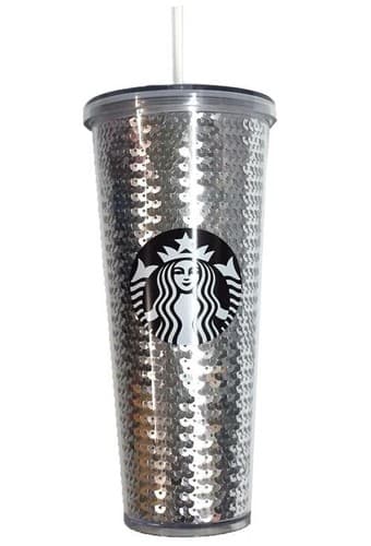 Starbucks Holiday Silver Sequin 24oz Venti Cold Cup Tumbler NEW - Image 1