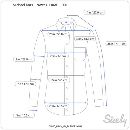 Michael Kors Mens XXL Slim Fit Dress Shirt White Blue Floral Long Sleeve Button - Thumbnail 5