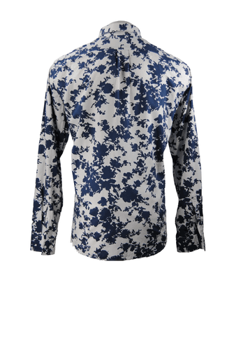 Michael Kors Mens XXL Slim Fit Dress Shirt White Blue Floral Long Sleeve Button - Thumbnail 3