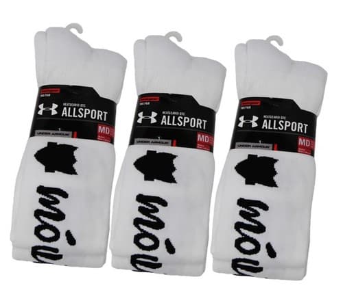 ​Under Armour HeatGear Socks White Crew Colo-Colo Movil Style M 6 Pairs OTC - Image 1