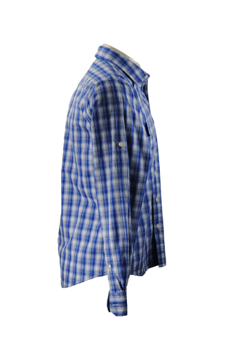 Michael Kors Men’s Medium Blue Plaid Shirt Long Sleeve Button Up Casual Cotton - Thumbnail 4
