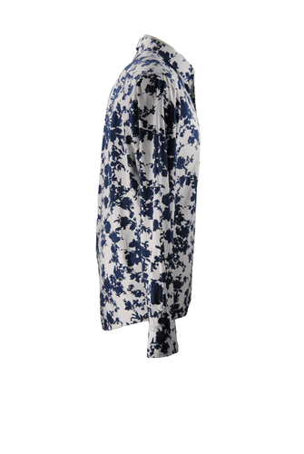 Michael Kors Mens XXL Slim Fit Dress Shirt White Blue Floral Long Sleeve Button - Thumbnail 4