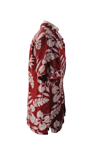 Batik Bay Mens XL 100% Silk Hawaiian Shirt Red Floral Aloha Camp Button Up - Thumbnail 4
