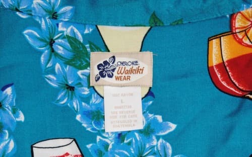 Cherokee Mens Hawaiian Shirt Blue Cocktail Drink Print Tropical Aloha Large - Thumbnail 5