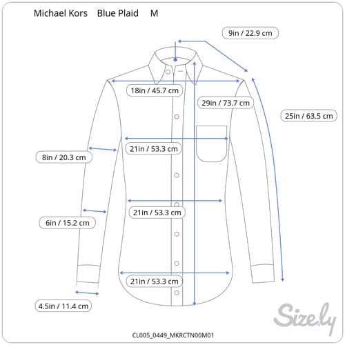 Michael Kors Men’s Medium Blue Plaid Shirt Long Sleeve Button Up Casual Cotton - Thumbnail 6