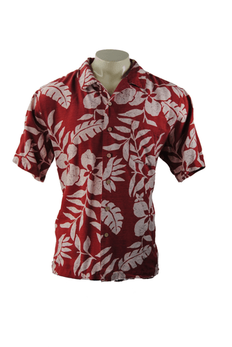 Batik Bay Mens XL 100% Silk Hawaiian Shirt Red Floral Aloha Camp Button Up - Image 1