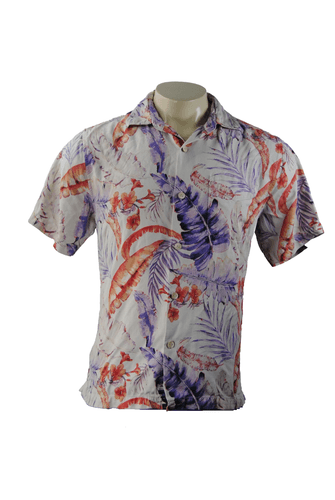 Tommy Bahama Mens Med Silk Hawaiian Shirt Floral Tropical Camp Button Up Aloha - Image 1
