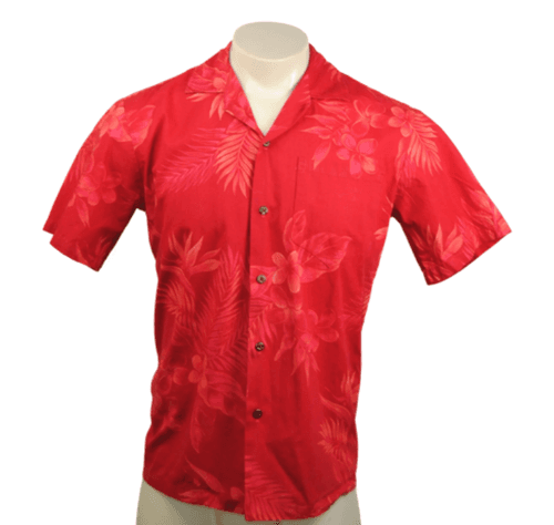Aloha Republic Hawaiian Shirt Mens Red Floral Button Front Made in Hawaii - Image 1
