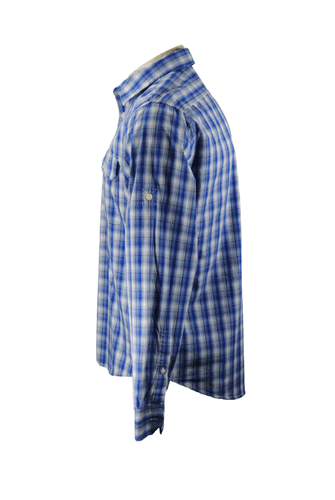 Michael Kors Men’s Medium Blue Plaid Shirt Long Sleeve Button Up Casual Cotton - Thumbnail 2