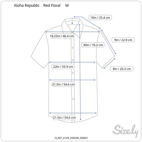 Aloha Republic Hawaiian Shirt Mens Red Floral Button Front Made in Hawaii - Thumbnail 5