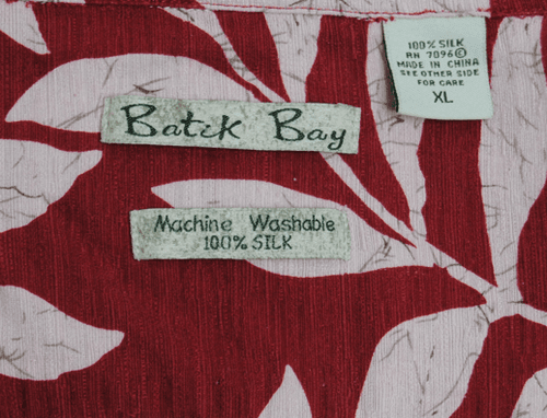 Batik Bay Mens XL 100% Silk Hawaiian Shirt Red Floral Aloha Camp Button Up - Thumbnail 5