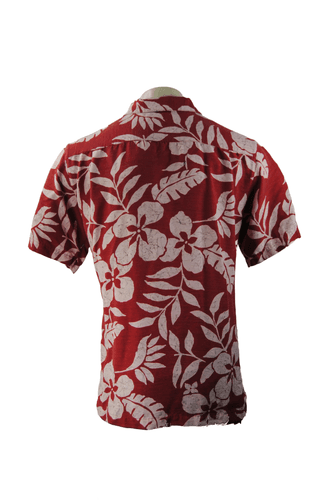 Batik Bay Mens XL 100% Silk Hawaiian Shirt Red Floral Aloha Camp Button Up - Thumbnail 3
