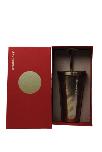Starbucks Gold Chevron DOT Cold Cup Tumbler 16 oz with Lid Straw Discontinued - Thumbnail 3