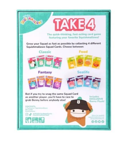 Squishmallows Take 4 Game Card Game Benny The Bigfoot Plush Collectible - Thumbnail 2